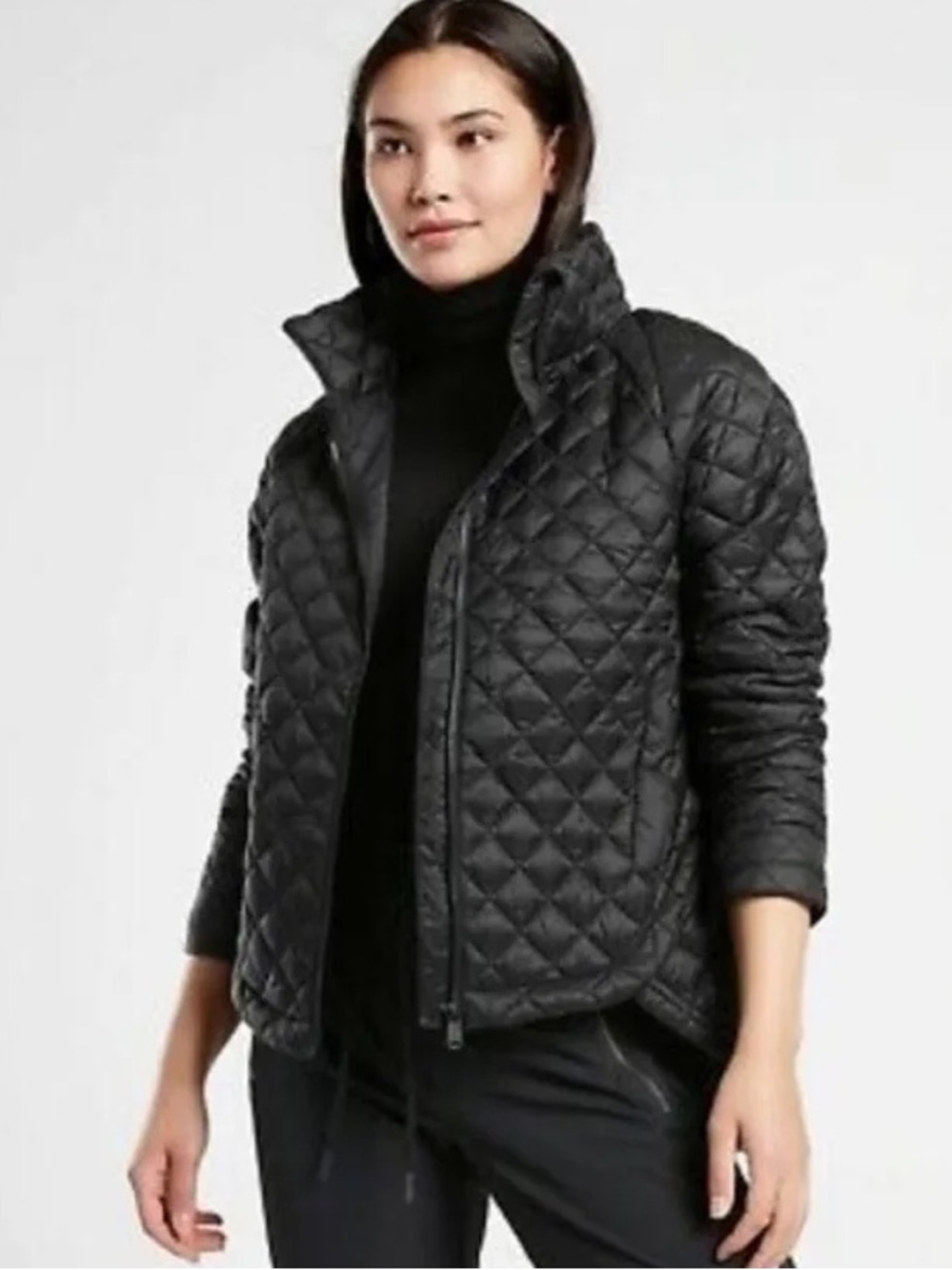 Athleta Black Quilted Diamond Puffer Jacket